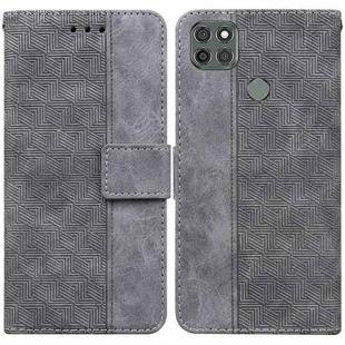 For Motorola Moto G9 Power Geometric Embossed Leather Phone Case(Grey)