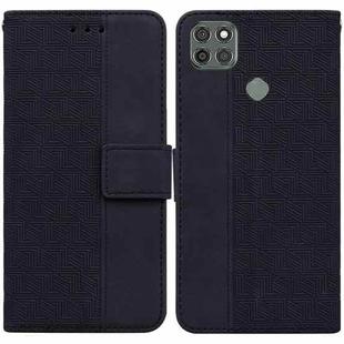 For Motorola Moto G9 Power Geometric Embossed Leather Phone Case(Black)