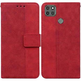 For Motorola Moto G9 Power Geometric Embossed Leather Phone Case(Red)