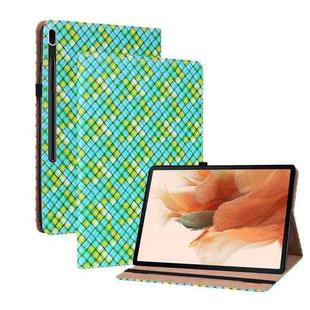 For Samsung Galaxy Tab S8+ / Tab S7+ Color Weave Texture Flip Leather Tablet Case with Holder(Green)