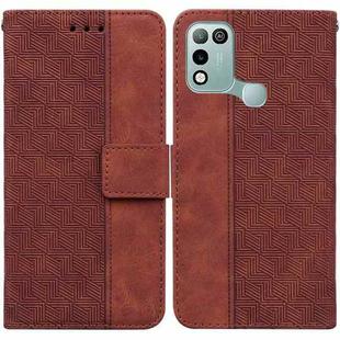 For Infinix Hot 10 Play / Smart 5 India Geometric Embossed Leather Phone Case(Brown)