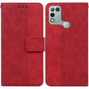 For Infinix Hot 10 Play / Smart 5 India Geometric Embossed Leather Phone Case(Red)