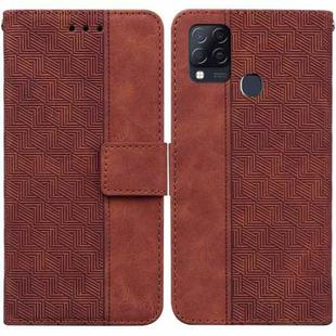 For Infinix Hot 10s / Hot 10T Geometric Embossed Leather Phone Case(Brown)