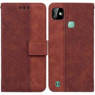 For Infinix Smart HD 2021 X612 Geometric Embossed Leather Phone Case(Brown)