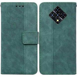 For Infinix Zero 8 X687 Geometric Embossed Leather Phone Case(Green)