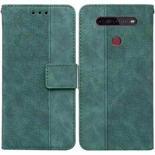 For LG K41S / K51S Geometric Embossed Leather Phone Case(Green)