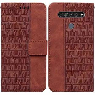 For LG K61 Geometric Embossed Leather Phone Case(Brown)