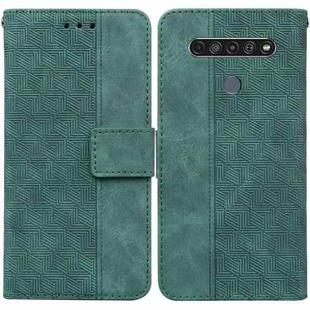 For LG K61 Geometric Embossed Leather Phone Case(Green)