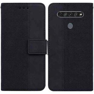 For LG K61 Geometric Embossed Leather Phone Case(Black)