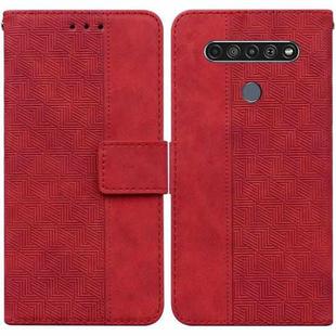 For LG K61 Geometric Embossed Leather Phone Case(Red)