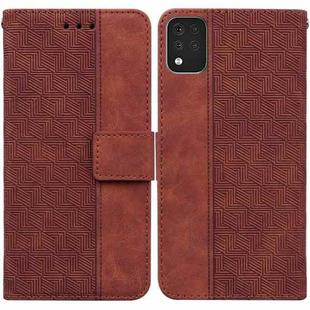 For LG K42 Geometric Embossed Leather Phone Case(Brown)