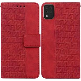 For LG K42 Geometric Embossed Leather Phone Case(Red)