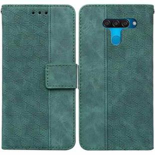 For LG K50 / Q60 Geometric Embossed Leather Phone Case(Green)