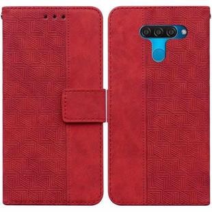 For LG K50 / Q60 Geometric Embossed Leather Phone Case(Red)