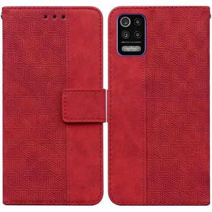 For LG K52 / K62 / Q52 Geometric Embossed Leather Phone Case(Red)