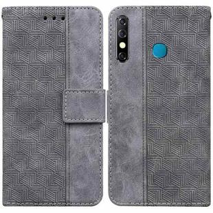 For Tecno Camon 12 / Spark 4 Geometric Embossed Leather Phone Case(Grey)