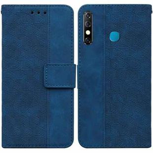For Tecno Camon 12 / Spark 4 Geometric Embossed Leather Phone Case(Blue)