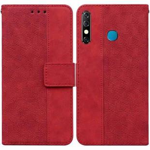 For Tecno Camon 12 / Spark 4 Geometric Embossed Leather Phone Case(Red)