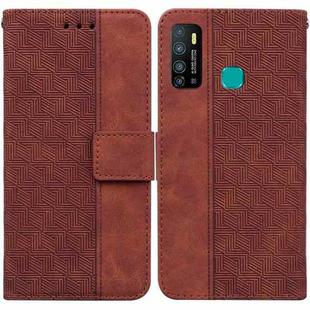 For Tecno Camon 15 Geometric Embossed Leather Phone Case(Brown)