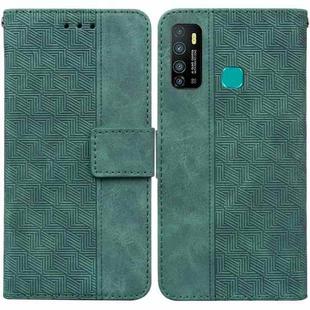For Tecno Camon 15 Geometric Embossed Leather Phone Case(Green)