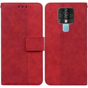 For Tecno Camon 16 Geometric Embossed Leather Phone Case(Red)