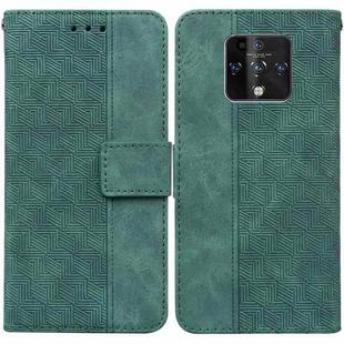 For Tecno Camon 16 Premier Geometric Embossed Leather Phone Case(Green)