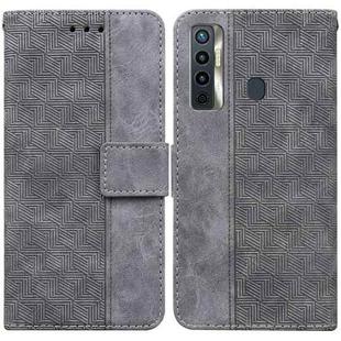 For Tecno Camon 17 Geometric Embossed Leather Phone Case(Grey)