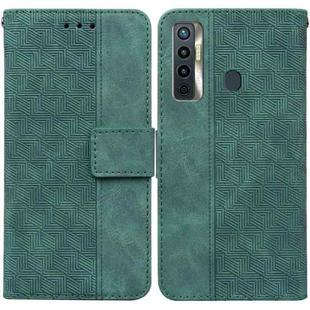 For Tecno Camon 17 Geometric Embossed Leather Phone Case(Green)