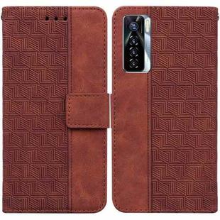 For Tecno Camon 17 Pro Geometric Embossed Leather Phone Case(Brown)