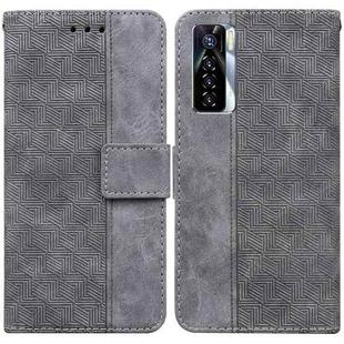 For Tecno Camon 17 Pro Geometric Embossed Leather Phone Case(Grey)