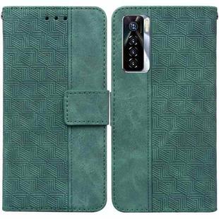 For Tecno Camon 17 Pro Geometric Embossed Leather Phone Case(Green)