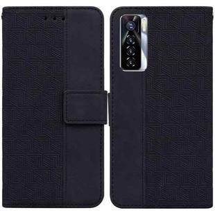 For Tecno Camon 17 Pro Geometric Embossed Leather Phone Case(Black)