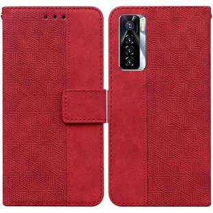 For Tecno Camon 17 Pro Geometric Embossed Leather Phone Case(Red)