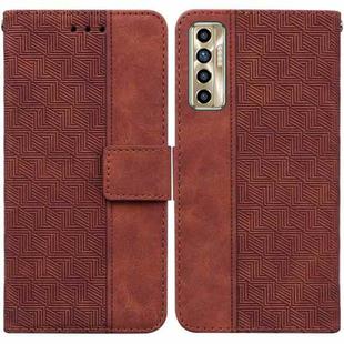 For Tecno Camon 17P Geometric Embossed Leather Phone Case(Brown)