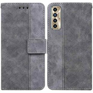 For Tecno Camon 17P Geometric Embossed Leather Phone Case(Grey)