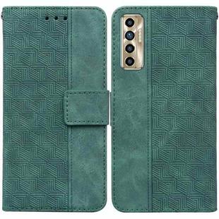 For Tecno Camon 17P Geometric Embossed Leather Phone Case(Green)