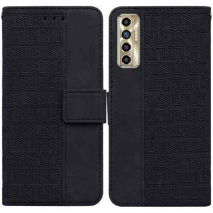 For Tecno Camon 17P Geometric Embossed Leather Phone Case(Black)