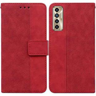 For Tecno Camon 17P Geometric Embossed Leather Phone Case(Red)