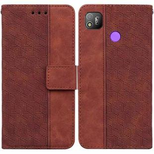 For Tecno Pop 4 Geometric Embossed Leather Phone Case(Brown)