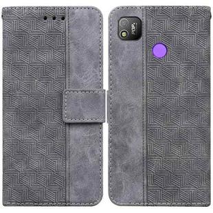 For Tecno Pop 4 Geometric Embossed Leather Phone Case(Grey)
