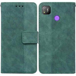 For Tecno Pop 4 Geometric Embossed Leather Phone Case(Green)
