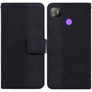 For Tecno Pop 4 Geometric Embossed Leather Phone Case(Black)