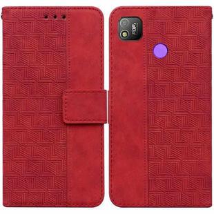 For Tecno Pop 4 Geometric Embossed Leather Phone Case(Red)