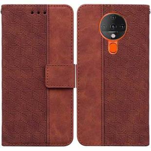 For Tecno Spark 6 Geometric Embossed Leather Phone Case(Brown)