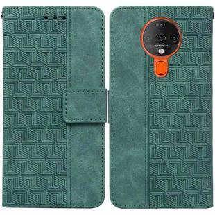 For Tecno Spark 6 Geometric Embossed Leather Phone Case(Green)