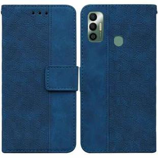 For Tecno Spark 7 Geometric Embossed Leather Phone Case(Blue)