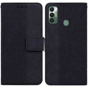 For Tecno Spark 7 Geometric Embossed Leather Phone Case(Black)