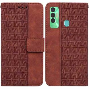 For Tecno Spark 7P Geometric Embossed Leather Phone Case(Brown)