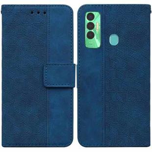 For Tecno Spark 7P Geometric Embossed Leather Phone Case(Blue)
