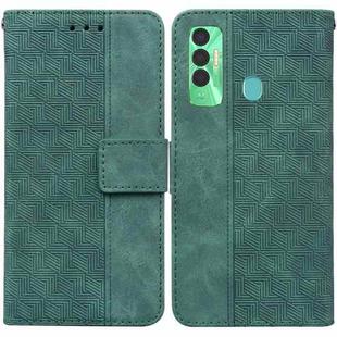 For Tecno Spark 7P Geometric Embossed Leather Phone Case(Green)